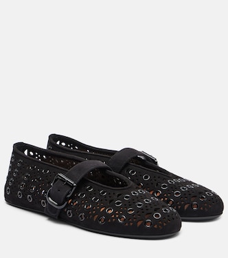 Embellished suede ballet flats | Alaïa