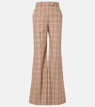 Checked high-rise virgin wool wide-leg pants | Valentino