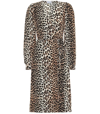 Leopard-printed silk-blend dress | Ganni