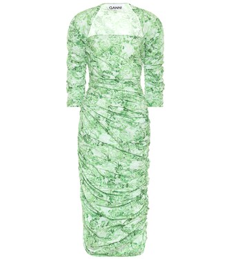 Vestido midi de popelín de algodón | Ganni
