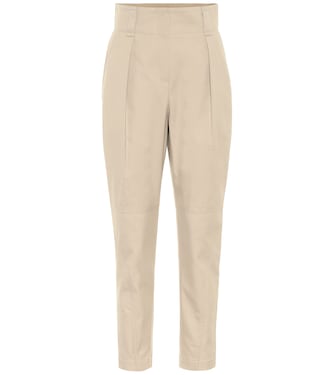 Cotton-blend high-rise tapered pants | Brunello Cucinelli