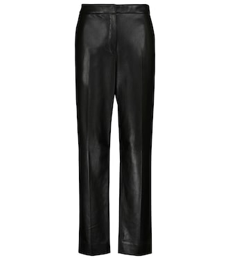 Pantalon slim Becker à taille basse en cuir | The Row