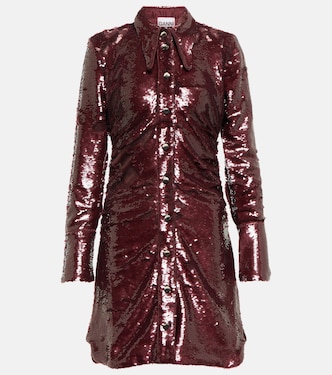 Sequined ruched shirt dress | Ganni