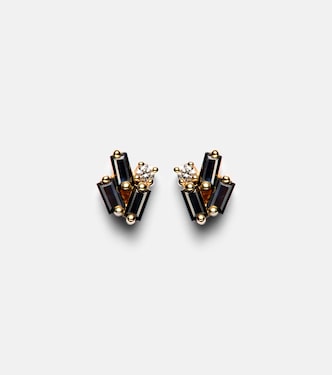 Ohrringe Fireworks aus 18kt Gelbgold mit Diamanten und Saphiren | Suzanne Kalan