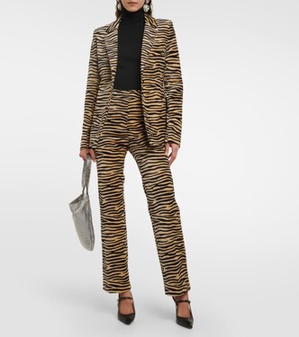 Tiger-print cotton twill flared pants | Rabanne