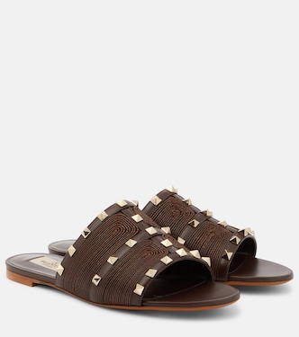Sandali Rockstud in pelle e rafia | Valentino Garavani