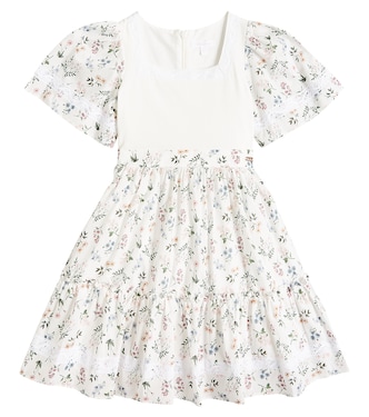Floral lace-trimmed cotton-blend dress | Patachou