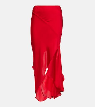 Deconstructed cutout silk midi skirt | Acne Studios