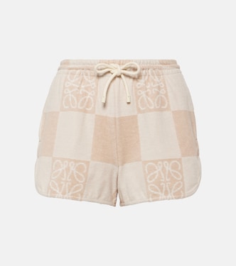 Anagram checked cotton-blend shorts | Loewe