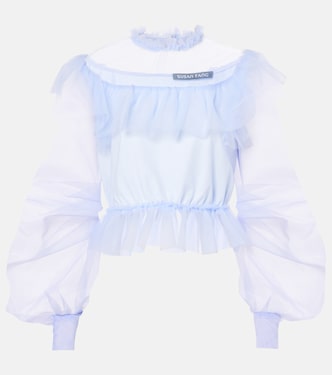 Top en organza à manches bouffantes | Susan Fang