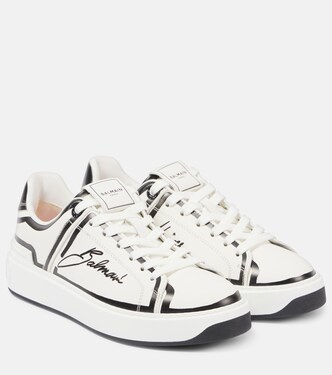 B-Court logo leather low-top sneakers | Balmain