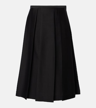 Falda midi de lana y seda plisada | Toteme