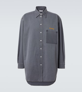 Oversize-Hemd aus Baumwoll-Chambray | Miu Miu