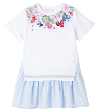 Cotton-blend jersey and poplin dress | Monnalisa