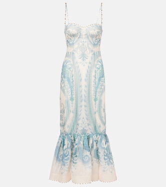 Illuminate silk and linen cocktail dress | Zimmermann
