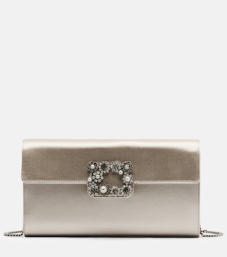 Envelope embellished satin clutch | Roger Vivier