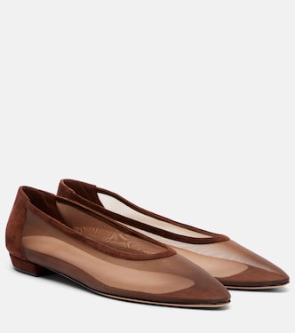 Amelia suede-trimmed organza ballet flats | Gianvito Rossi