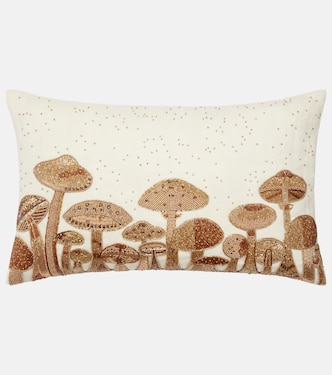 Botanist Mushroom Field linen cushion | Jonathan Adler