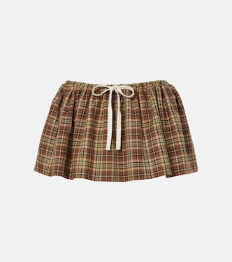 Plaid virgin wool miniskirt  | Miu Miu