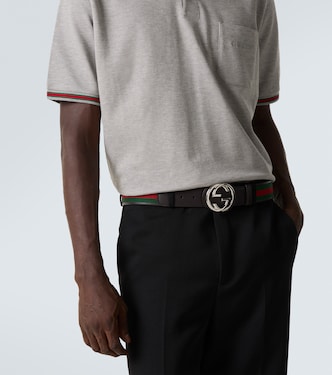 Interlocking G Web leather belt | Gucci