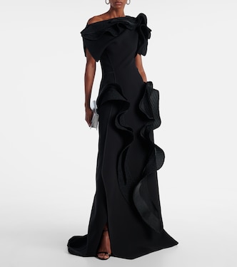 Synergies asymmetric ruffled gown  | Maticevski