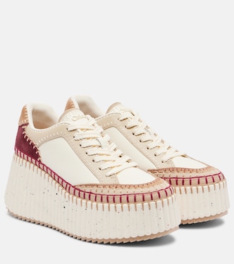 Nama suede-trimmed leather platform sneakers | Chloé