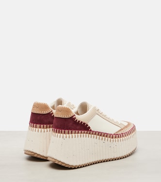 Nama suede-trimmed leather platform sneakers | Chloé