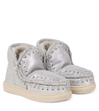 Embroidered shearling-lined suede boots | Mou Kids