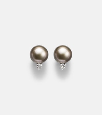 18kt white gold earrings with pearls and diamonds | Mikimoto