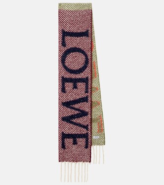 Logo reversible alpaca and wool-blend scarf | Loewe