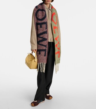Logo reversible alpaca and wool-blend scarf | Loewe