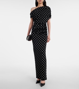Polka-dot asymmetric maxi dress | Self-Portrait