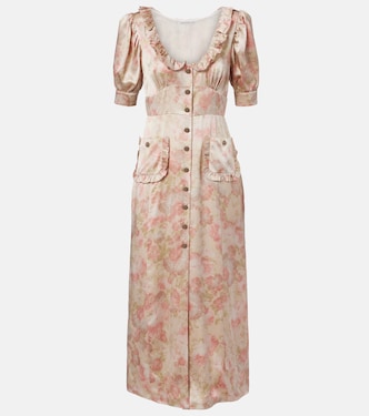 Floral silk satin midi dress | Alessandra Rich