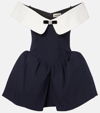 Off-Shoulder-Minikleid aus Wolle und Seide  | Shushu/Tong