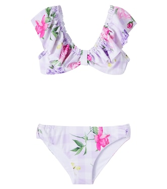 Floral gingham ruffled bikini | Monnalisa