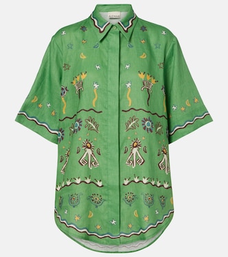 Sun Dancer printed linen shirt  | Alémais