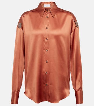 Verziertes Hemd aus Satin | Brunello Cucinelli