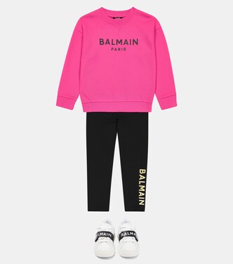 Felpa in jersey di cotone con logo | Balmain Kids