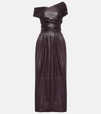 Robe longue Corfu en cuir à encolure bardot | Altuzarra
