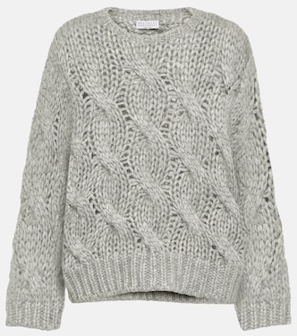 Jersey trenzado de mezcla de mohair | Brunello Cucinelli