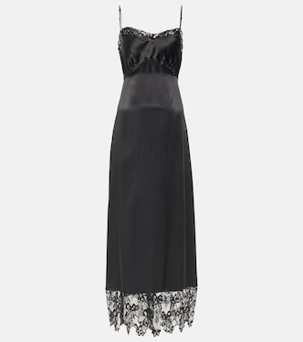 Vestido midi de satén de seda con encaje | Simone Rocha