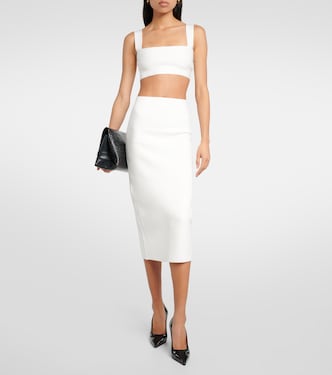 Gonna midi a vita alta in maglia a coste | Victoria Beckham