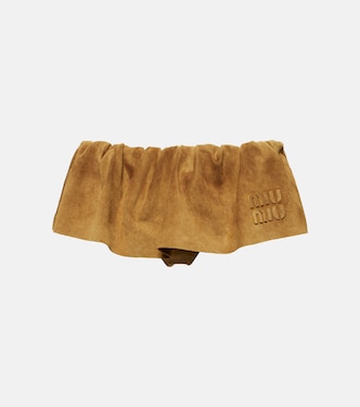 Low-Rise-Minirock aus Veloursleder | Miu Miu