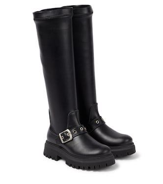 Leather knee-high boots | Monnalisa