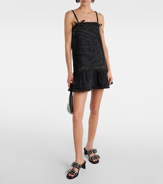Zebra-print denim minidress | Ganni