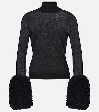 Top aus Wolle mit Faux Fur | Alaïa