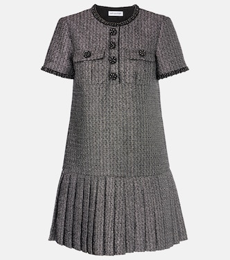 Vestido corto plisado de bouclé | Self-Portrait