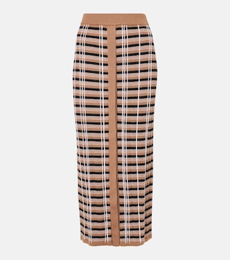 Checked wool and silk maxi skirt | Joseph
