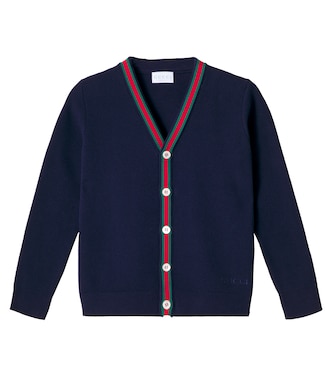 Cardigan Web Stripe en coton mélangé | Gucci Kids