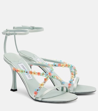 Sandali Blanche 90 in raso con stampa floreale | Jimmy Choo